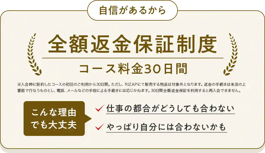 ライザップの全額返金保証制度